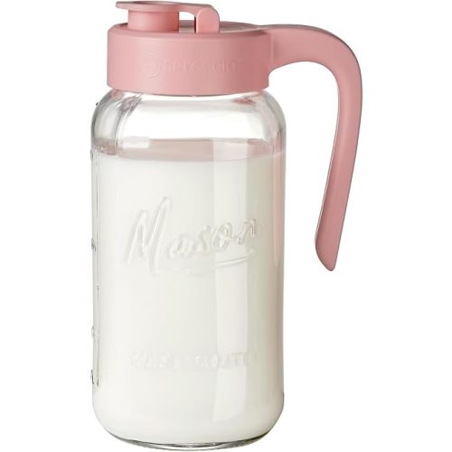 Mason Jar Pitcher, 64 oz (2 quart), Glass Pitcher with Lid