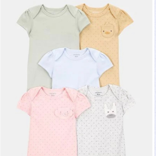 Baby Girl 5-Pack Animal Short-Sleeve Cotton Bodysuits | Carter's