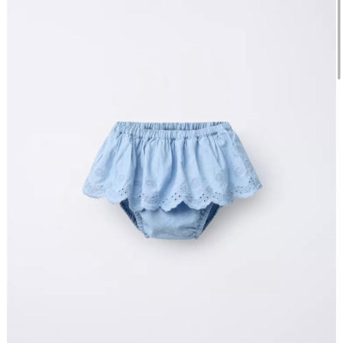 RUFFLED DENIM SKIRT UNDERWEAR - Mid-blue | ZARA United States