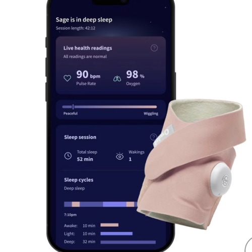 Owlet Dream Sock - Smart Baby Monitor View Heart Rate and Average Oxygen O2 as Sleep Quality Indicators. Wakings, Movement, and Sleep State. Digital Sleep Coach and Sleep Assist Prompts - Mint