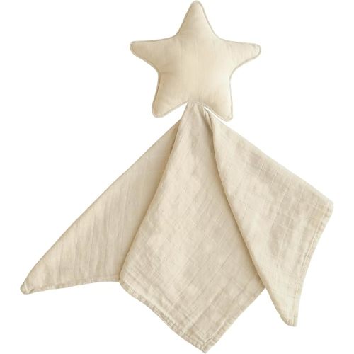 mushie Star Security Blanket | Baby Lovey | 100% Organic Muslin Cotton (Fog)