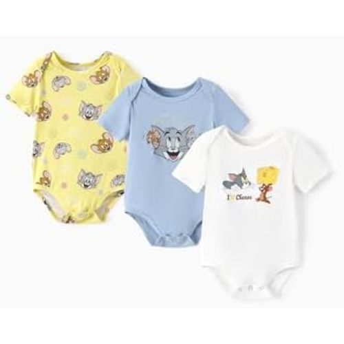 PATPAT Harry Potter Superman Baby Clothes with Bamboo Viscose Hedwig Owl Short Sleeves 3-Packs Bodysuit for Infant 0-18M