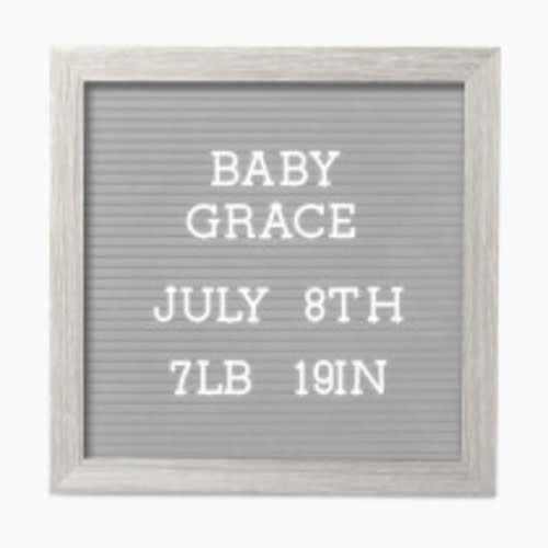 Pearhead Letterboard Set - Baby Keepsake Photo Prop - Light Gray