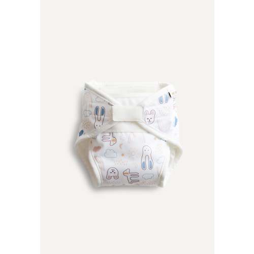 Cloth Diaper - All in One - White Teddy
