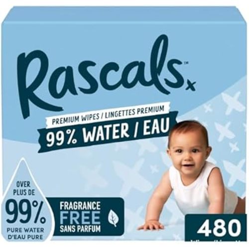 99% Water Premium Baby Wipes – Multipack 480 Count, Hypoallergenic & Resealable