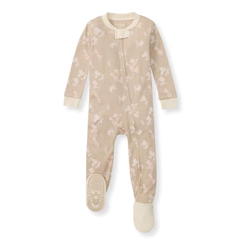 Burt's Bees Baby Baby Girls Sleeper Pajamas, 100% Organic Cotton, One-piece PJs, Diagonal Zip Up Jumpsuit, Snug Fit Footie