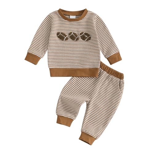 Toddler Baby Football Outfits Boys Long Sleeve Crewneck Sweatshirt Top Pants Set Cute Fall Clothes