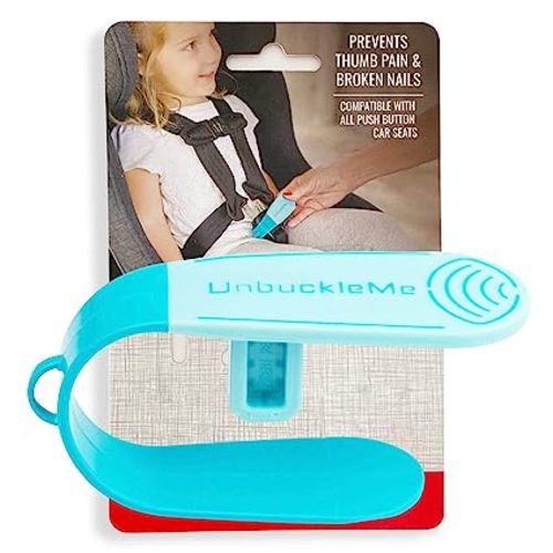 UnbuckleMe Car Seat Buckle Release Tool - Easy Opener Aid for Arthritis, Long Nails, Older Kids - Button Pusher for Infant, Toddler, Convertible 5 pt Harness car Seats - As Seen on Shark Tank (Aqua)