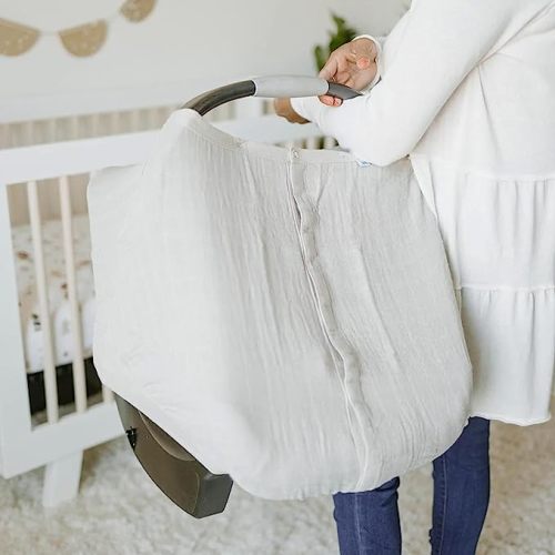 Little Unicorn Baby Car Seat Canopy | Soft & Breathable Muslin Fabric | Magnetic Closure Cover & Universal Fit | for Protection & Privacy | Nursing Cover (Porpoise)