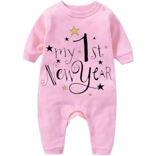 My First New Year Clothes Newborn Infant Baby Boy Girl New Year Outfits Letter Print Romper Baby Girl