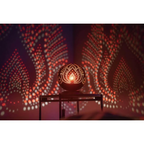 Red Lotus Minimalist Gourd Table Lamp: Moroccan Turkish Lampshade, Acacia Wood Base