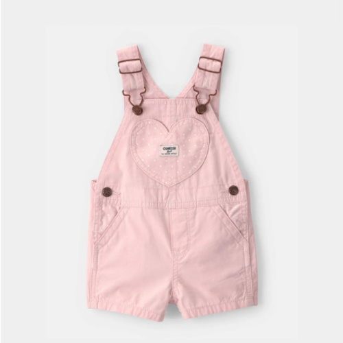 Baby Girl Heart Pocket Canvas Shortall - Pink - OshKosh B'gosh | Carter's
