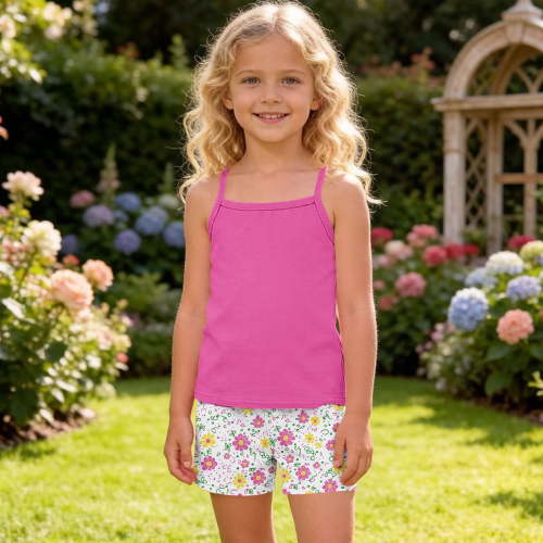 Tdoqot Girls Summer Outfit Sets 2 Piece- Soft Halter Casual Cute Tank Tops and Floral Shorts Kids Clothes Hot Pink Size 8