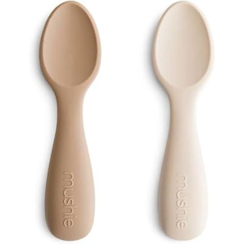 Amazon.com: mushie Silicone Toddler Starter Spoons | 2 Pack (Natural/Shifting Sand) : Baby