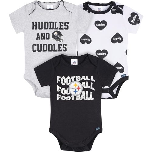 Gerber Baby Girls' NFL 3-Pack Onesie Bodysuit, Steelers, NFL 3-Pack6 Months