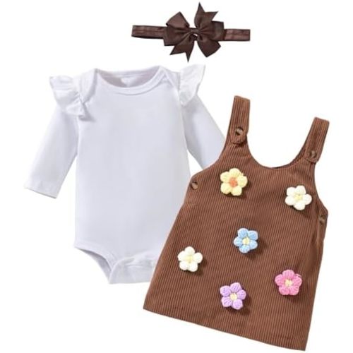 Baby Girl Suspender Corduroy Skirt Outfits Long Sleeves Fall Winter Spring Clothes Preemie-18 Months