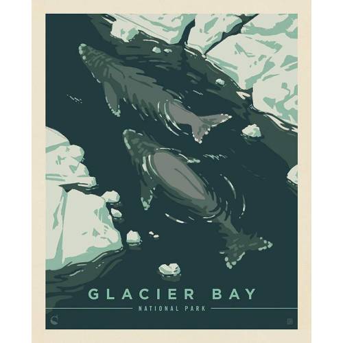 DEAL National Parks Glacier Bay Poster Panel PD15095 - Riley Blake - DIGITALLY Printed Alaska - Quilting Cotton Fabric