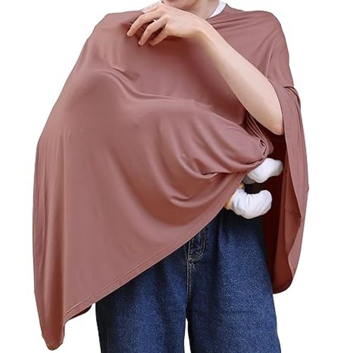 Multi-use Nursing Cover for Breastfeeding, 360°Full Coverage Nursing Poncho, Rayon Soft & Breathable Breastfeeding Cover up (Smooth Rayon, Blush)