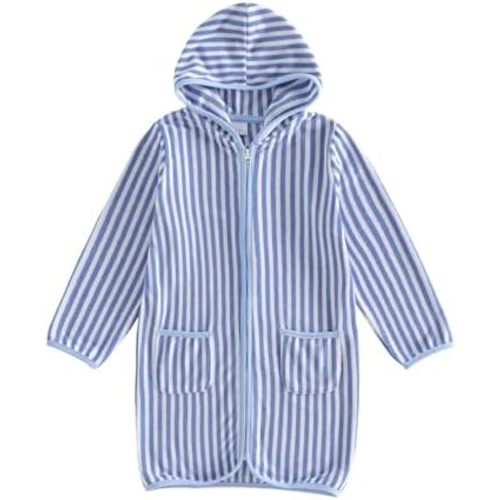 Boys Hooded Terry Coverups One Piece Swimsuits Beach Zip Up Long Sleeve Striped Swim Cover Up Swimwear