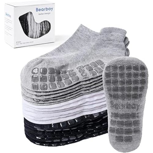 Baby Non Slip Ankle Socks with Grippers for 0 Months-10 Years Old Walking Socks