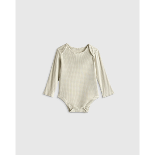 Softest Rib Long Sleeve Bodysuit  in Grey Stripe