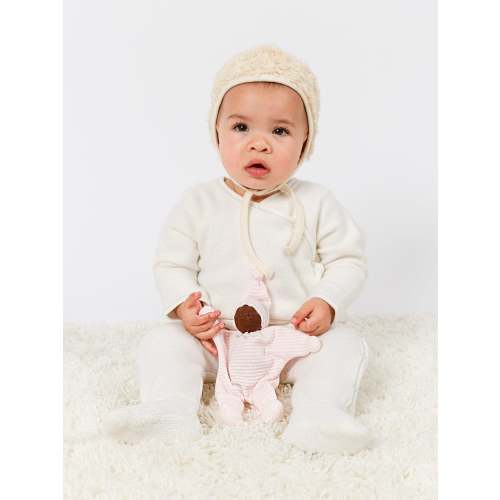 Baby Buddy Lovey - Brown Skin Pink Stripe
