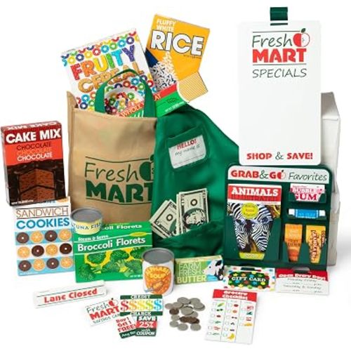 Melissa & Doug Fresh Mart Companion Set, Grocery Store Pretend Play Toys, Toy Kitchen Accessories & Play Food, Preschool Learning Toys for Girls & Boys 3+