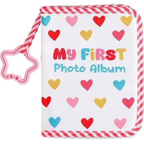 Baby's My First Family Album Soft Photo Cloth Book Colorful Heart My First Book of Photos Cartoon Baby Memory Album Gift Holds 4x6 Pictures for Babies Newborn Toddler & Kids Baby Shower