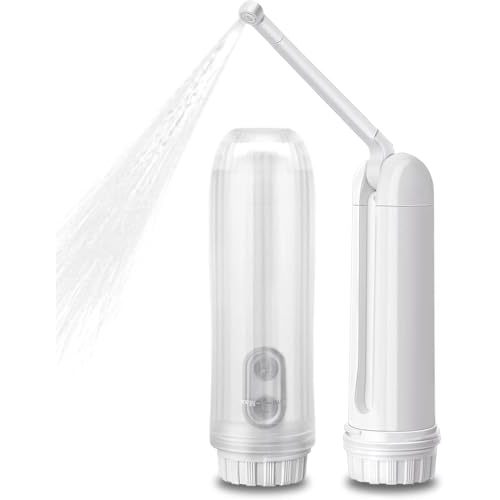ISENXI Portable Bidet for Travel & Toilet Use - Handheld Bidet with Adjustable Nozzle, Electric Bidet, Reusable & Compact Design - Ideal for Postpartum Care, Baby, Elderly, Camping (White)