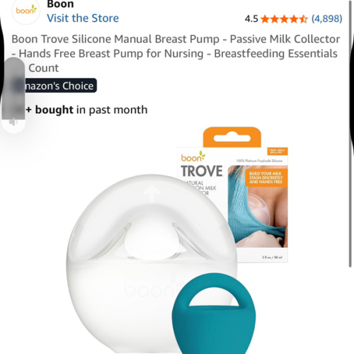 Amazon.com: Boon Trove Silicone Manual Breast Pump - Passive Milk Collector - Hands Free Breast Pump for Nursing - Breastfeeding Essentials - 1 Count