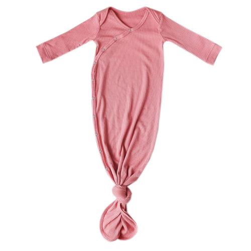 Copper Pearl Baby Gown - Knotted Newborn Sleepers for Baby Boy and Girl, Soft Stretchy Long Sleeve Infant Gowns with Bottom Tie and Hand Mittens, Perfect Hospital Coming Home Outfit (Rosewood)