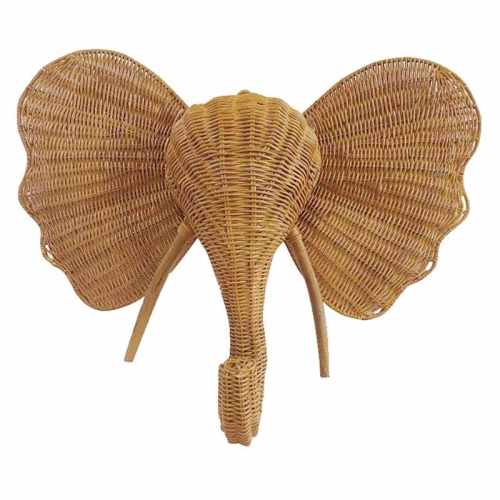 Natural Woven Elephant Wall Decor 18x20 | At Home