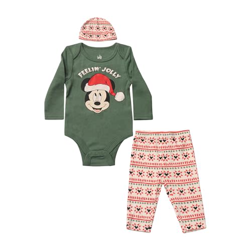 Magic Threadz Disney Clothes Baby Boys Bodysuit, Pants & Hat 3-Piece Outfit – Mickey, Pooh, Stitch, Cars, & Spiderman (0–9M)