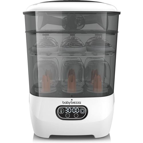 Baby Brezza Baby Bottle Sterilizer and Dryer Advanced – Electric Steam Sterilization Machine – Universal Sterilizing for All Bottles: Plastic + Glass + Pacifiers + Breast Pump Parts - HEPA Filtration (White)