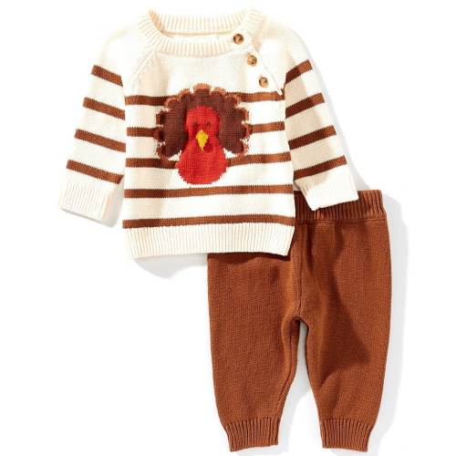 Adventurewear 360 Baby Boys Long Sleeve Stripe Turkey Top & Pants Set