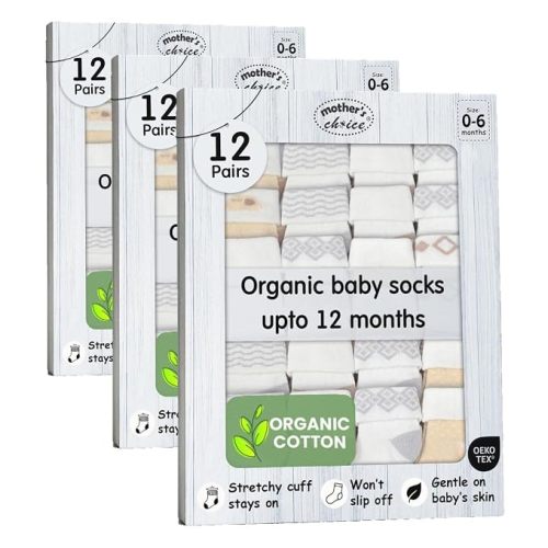Organic Cotton Blend 12 Sock Shoes for Babies 0-6 M Gift Registry