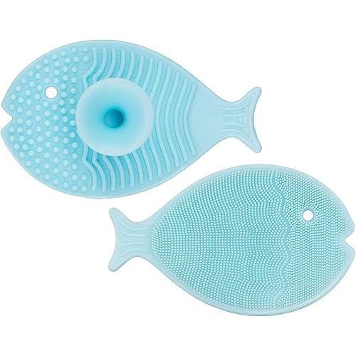 Innobaby Bathin Smart Silicone Cradle Cap Brush for Baby, Essential for Dry Skin & Eczema, Gentle Scrubber & Exfoliator with Suction Handle, Quick Dry Food Grade Silicone, Blue (2 Pack)