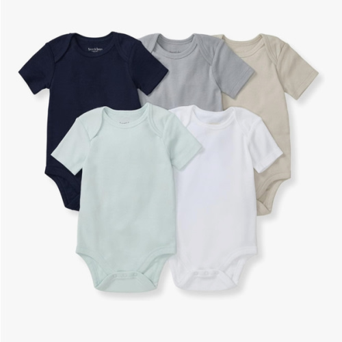 Burt's Bees Baby Unisex Organic Cotton Short and Long Sleeve Bodysuits, 5-Pack