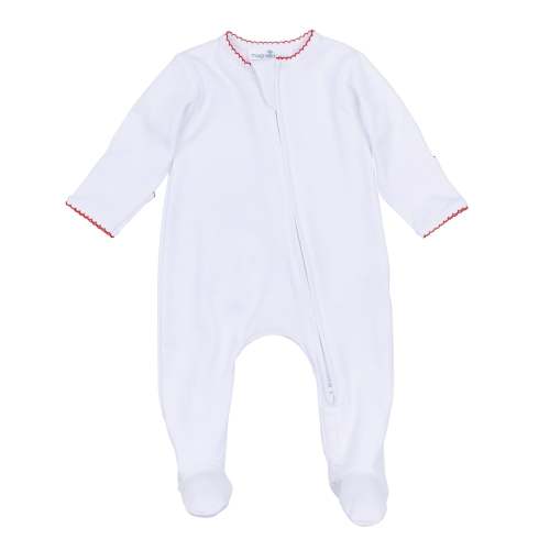 Baby Boy Christmas Footie - Peruvian Pima Cotton White Red – Magnolia Baby