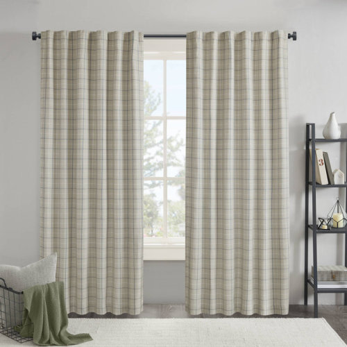 Madison Park Anaheim Woven Plaid Room Darkening Thermal Fleece Lined Single Curtain Panel & Reviews | Wayfair