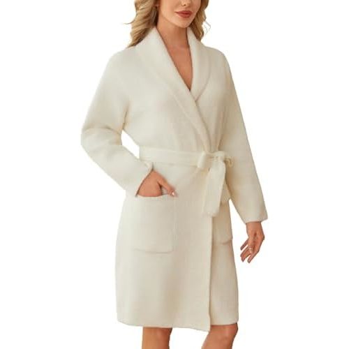 Snuggle Sac Ultra Soft Robes for Women with Pockets, Leopard Spa Robe Loungewear Towel Cozy Fluffy Bathrobe Gifts for Women