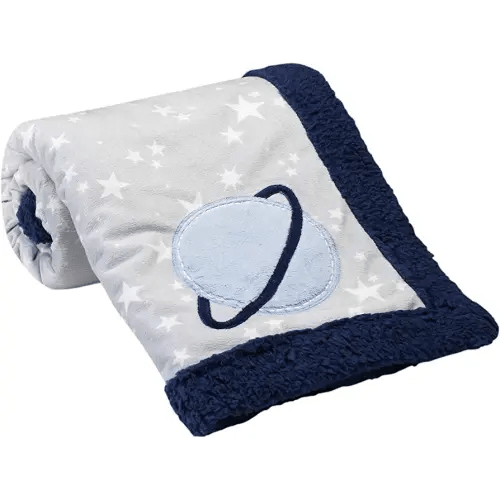 Lambs & Ivy Milky Way Baby Blanket - Blue, Gray, Modern, Celestial