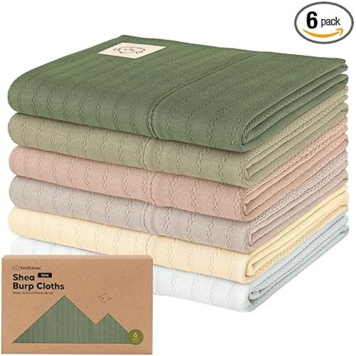 Organic Cotton Burp Cloths Baby Girl, Boy, 6pk Burp Rags (Hedges, Stria)