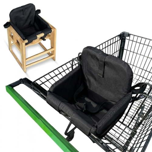 Shopping Cart Seat Cover for Baby, Black | High Chair & Grocery Cart Seat Protector, Machine Washable Reusable Cart Liner & Swing Insert, Unisex, Soft, Portable