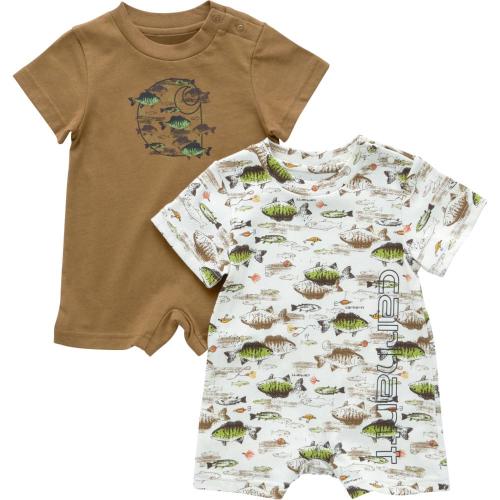 Carhartt Infant Boys Short-Sleeve Fishing Romper 2Pc Set, Carhartt Brown - CG8961-D15
