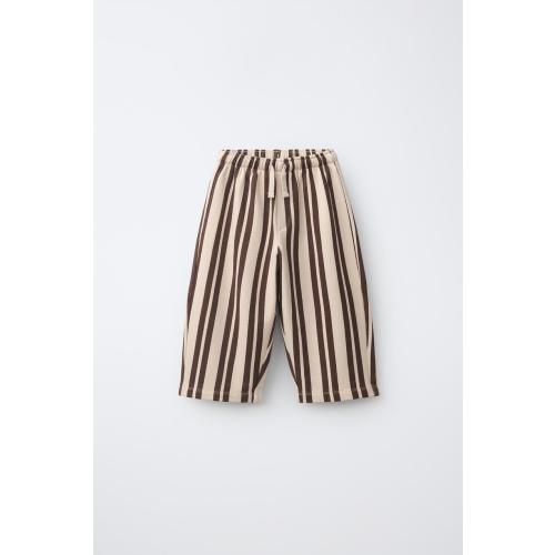 STRIPED BAGGY PLUSH PANTS - Brown | ZARA United States