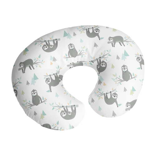 Sweet Jojo Designs Sloth Blue Grey and White Nursing Pillow Cover Case (Pillow Not Included) (Pillow NOT Included)