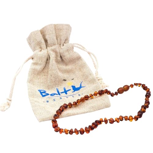 Amber Necklace (Baroque Polished Cognac) Certified as 100% Authentic Baltic Amber.