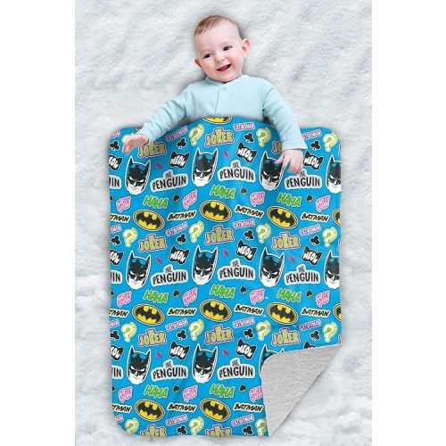 Batman Batman Baddies Pattern Sherpa Baby Blanket, Warm Soft Cozy, Unisex for Infants Girls & Boys 30"X40"