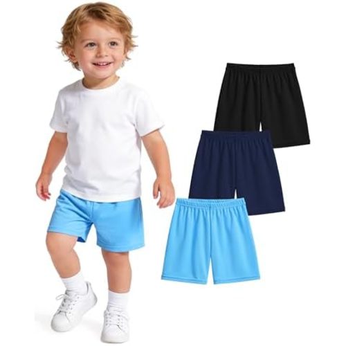 3 Pack Toddler Boy Soccer Shorts Baby Boys Athletic Basketball Shorts Summer Clothes for Sports Size 2-5T